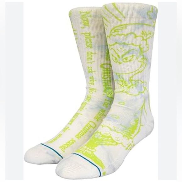 STANCE MERRY GRINCHMAS CREW HEIGHT COMBED COTTON BLEND UNISEX SIZE LARGE SOCKS - Picture 1 of 6